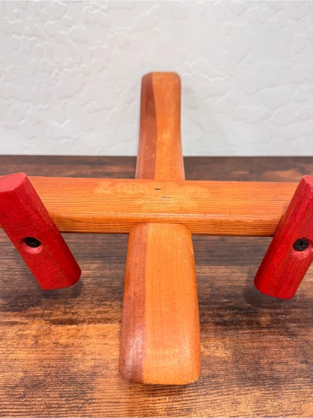 Vintage Sunbow Wooden Toy Airplane 1978 Moving Propellers
